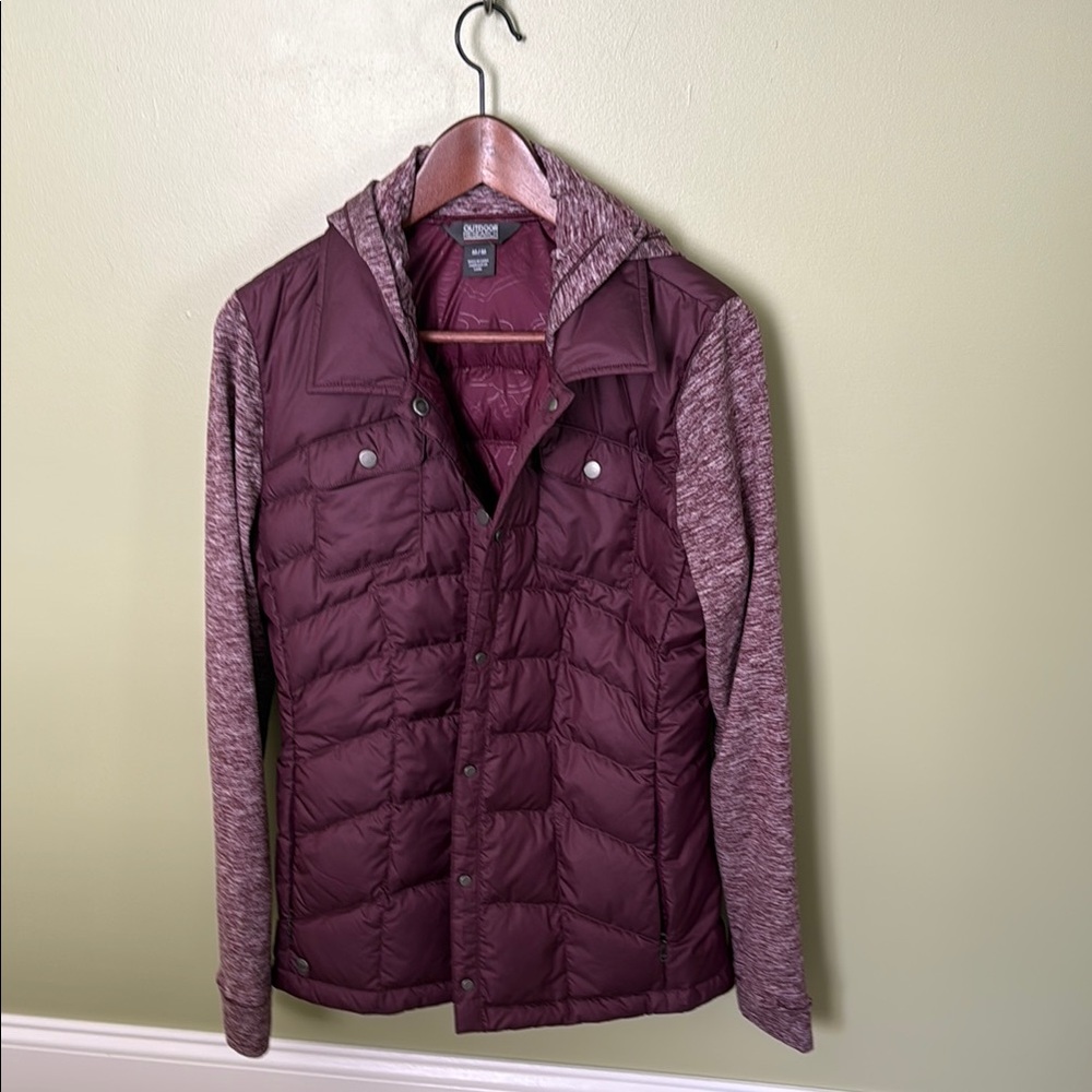 Burgundy Quilted Jacket with Hood